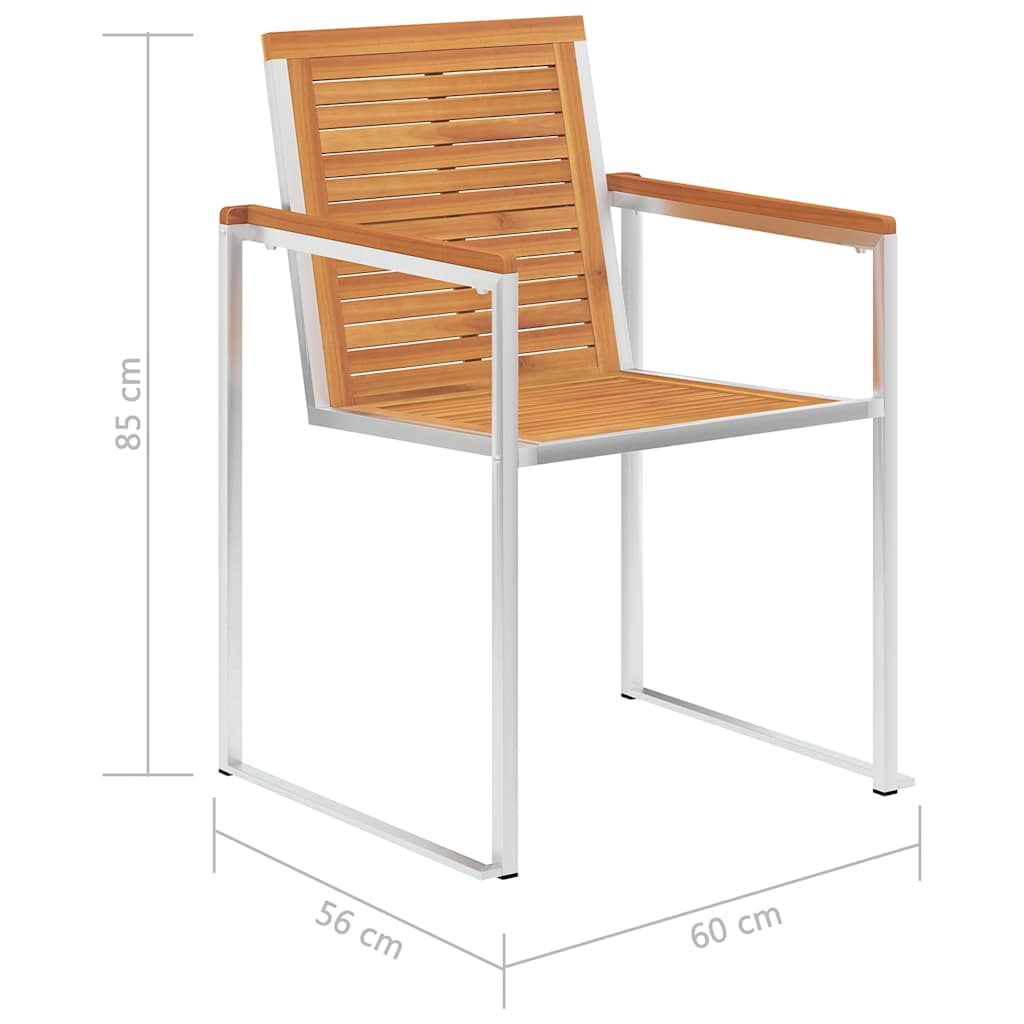 Garden Chairs 4 pcs Solid Acacia Wood and Stainless Steel