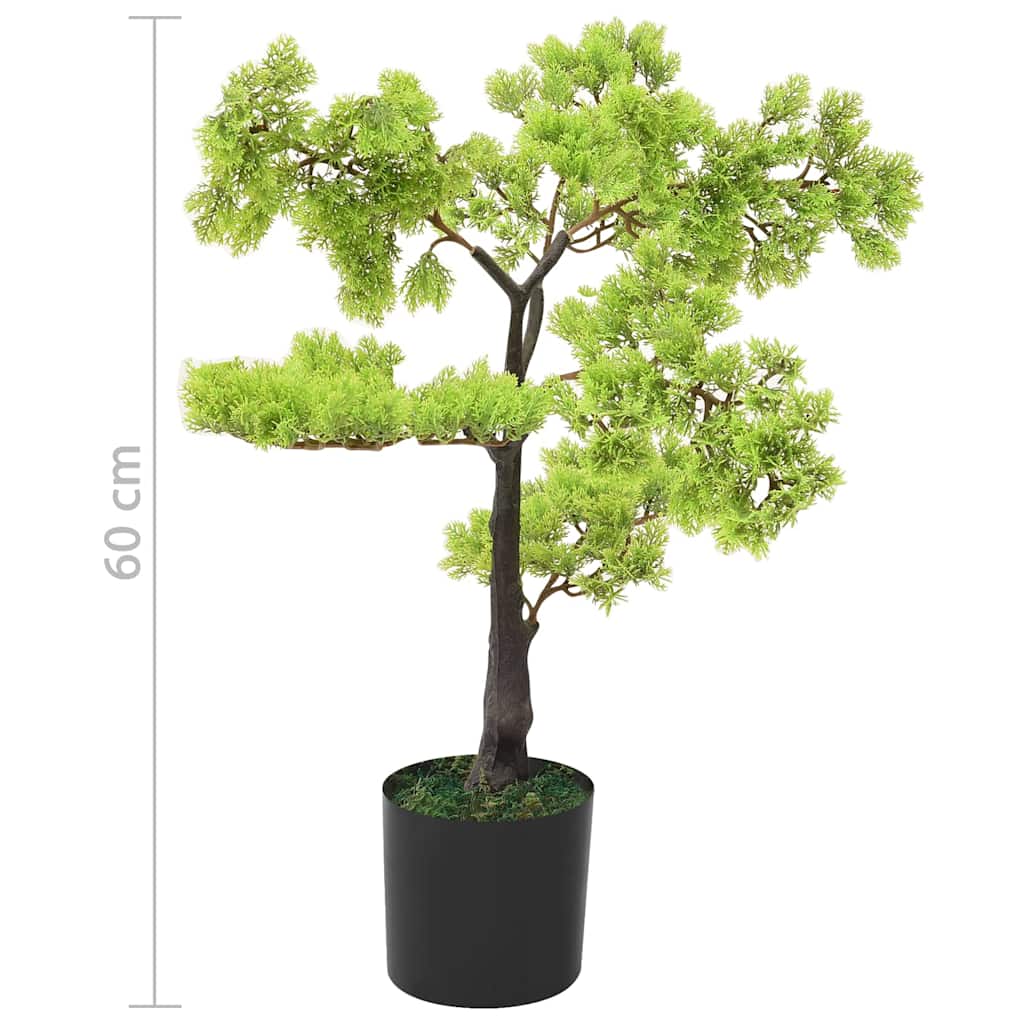 Artificial Cypress Bonsai Plant | Green and black | Plastic