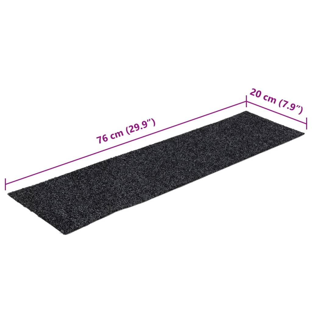 Stair Mat | Set of 15 | Grey | 100% Polypropylene | 76 x 20 cm
