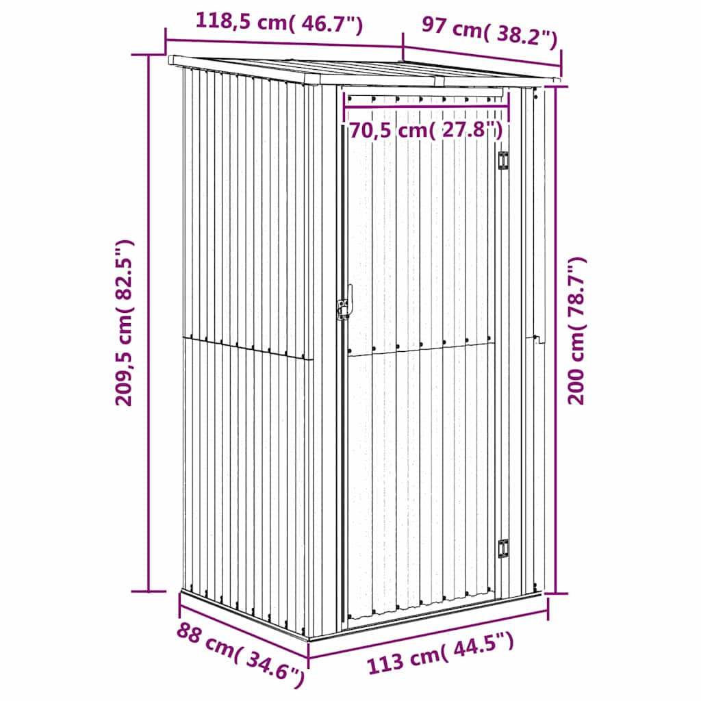 Garden Shed | Green | Galvanised steel, plastic | 118.5x97x209.5 cm