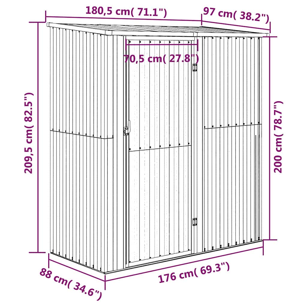 Garden Shed | Wooden look | Galvanised Steel | Extra Large | Garden Shed