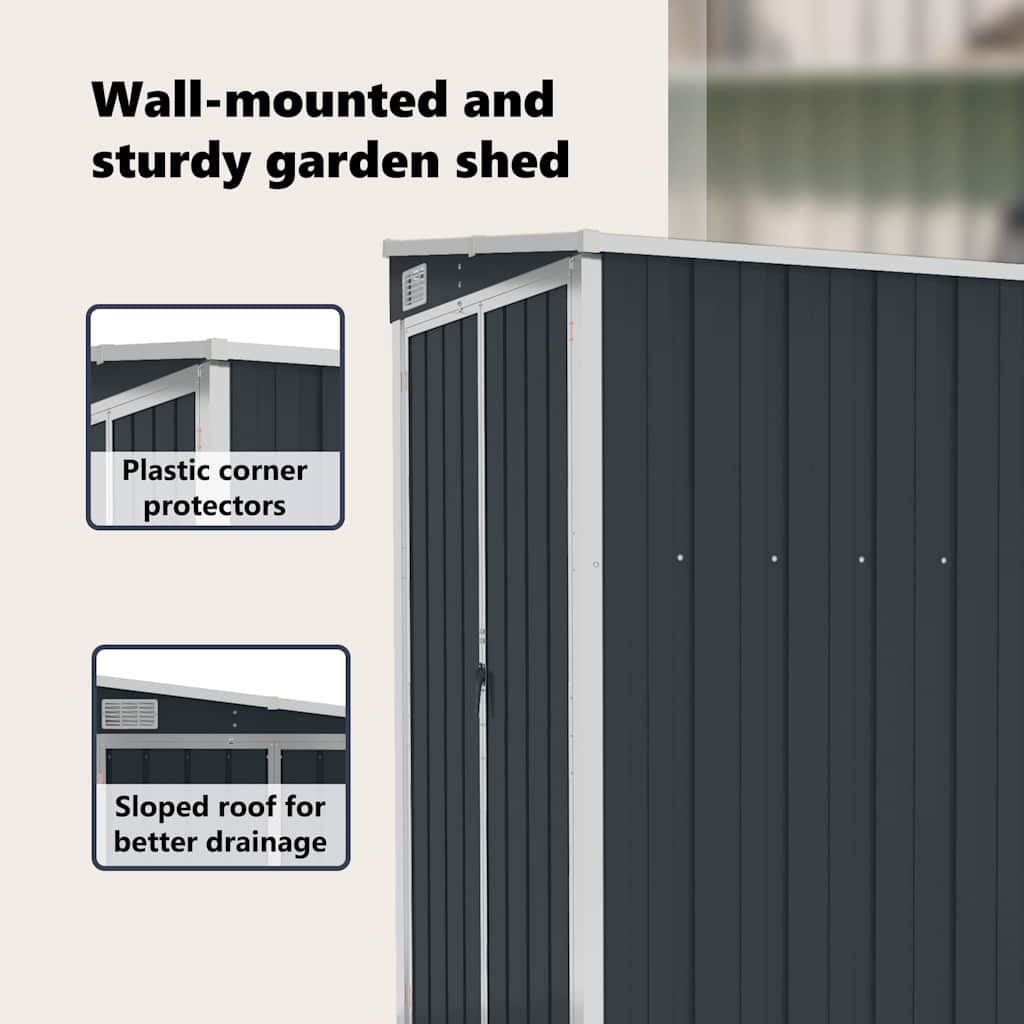 Garden Shed | Anthracite | Galvanised steel, metal | Large | Garden Shed