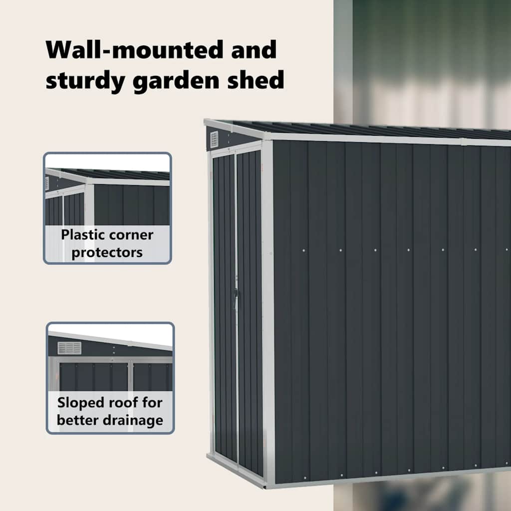 Garden Shed Anthracite Galvanized steel, metal Medium Garden Shed