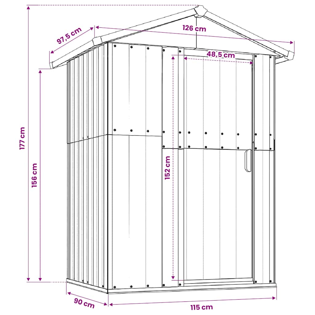 Garden Shed Anthracite 126x97.5x177 cm Galvanised Steel