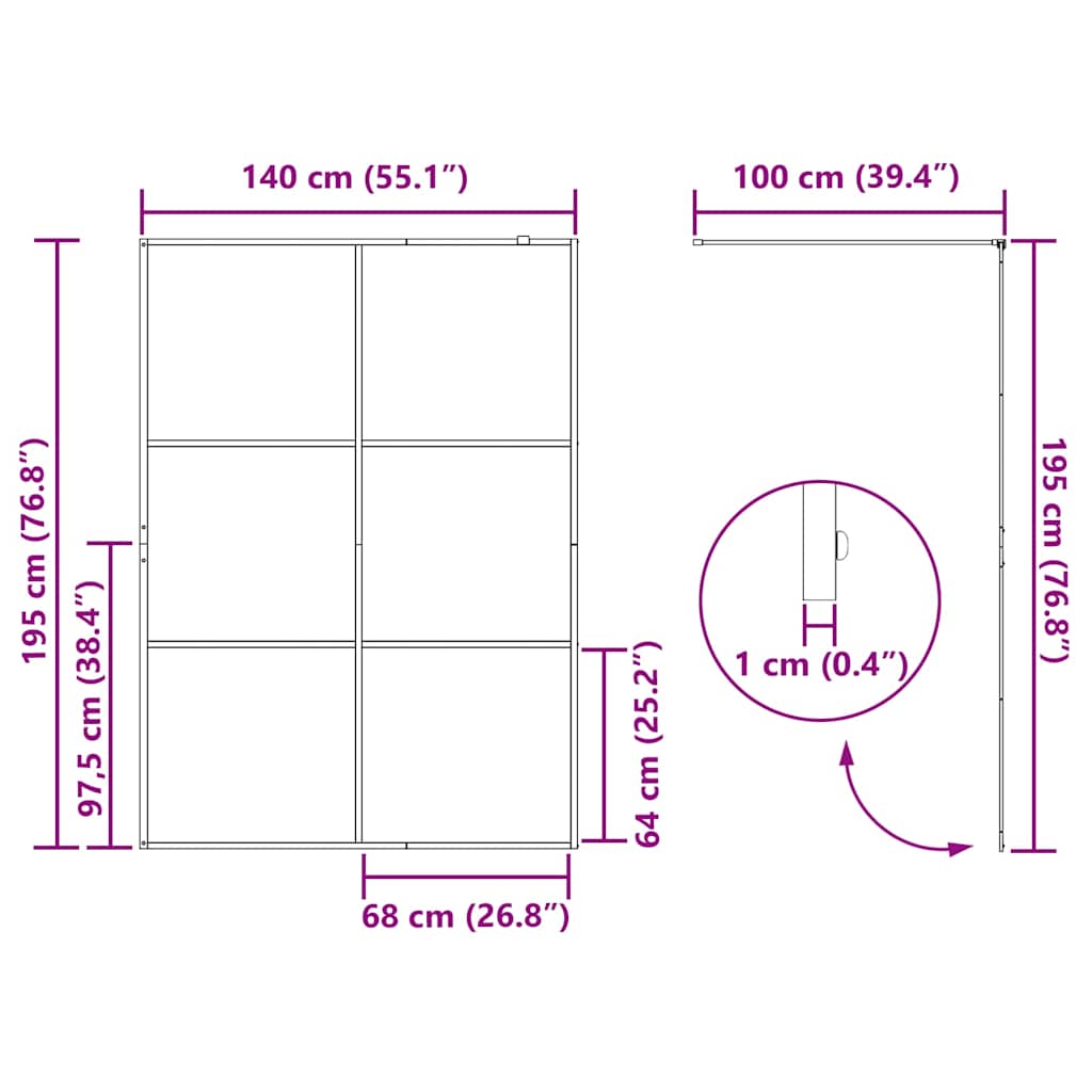 Walk-in Shower Wall with Clear ESG Glass 140x195 cm Black
