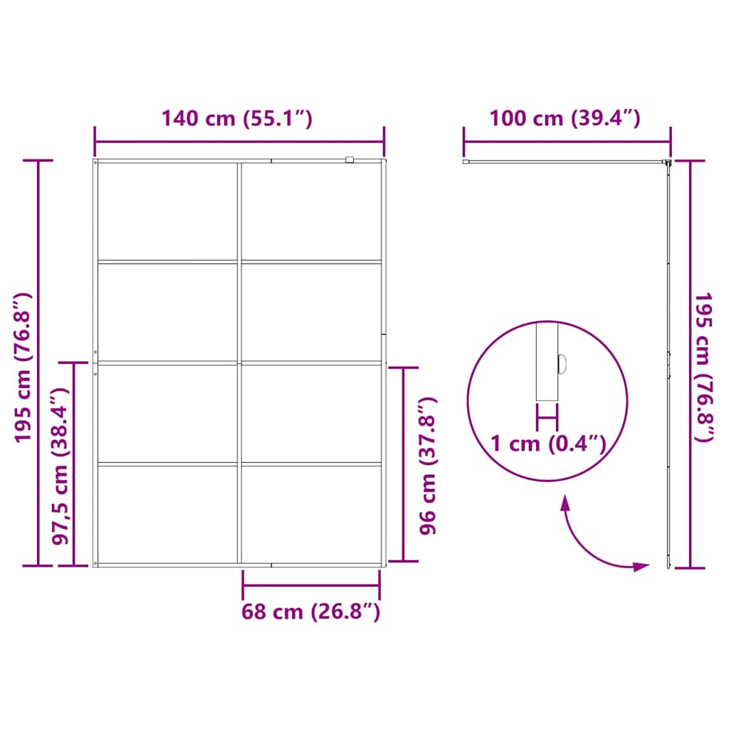 Walk-in Shower Wall with Clear ESG Glass 140x195 cm Black