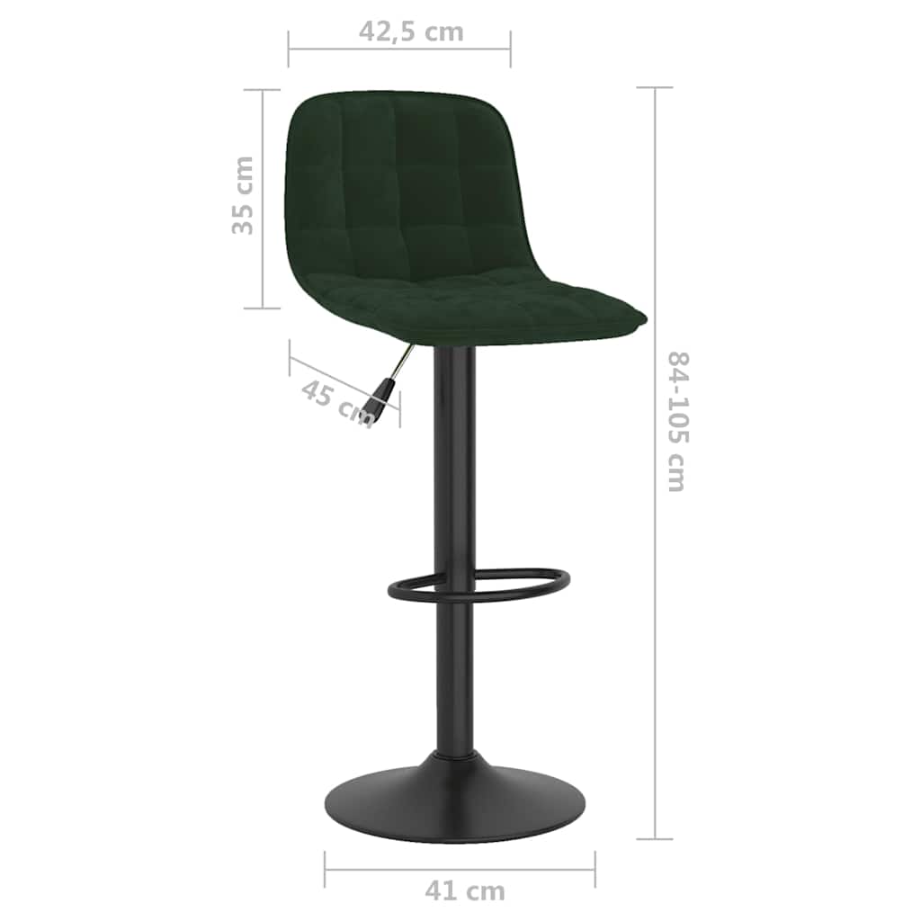 Bar Stools 2 pcs Dark Green Velvet