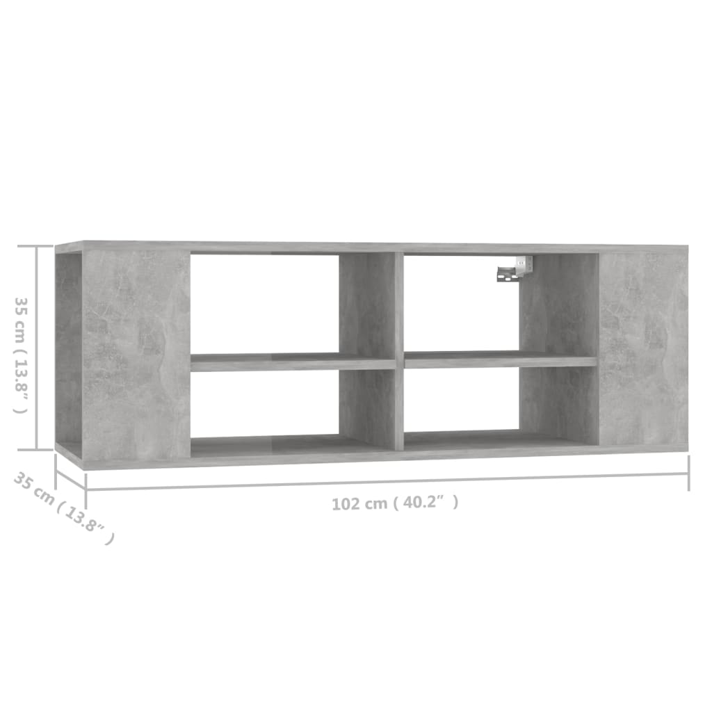 TV Cabinet | Concrete Grey | Engineered wood | 102 cm