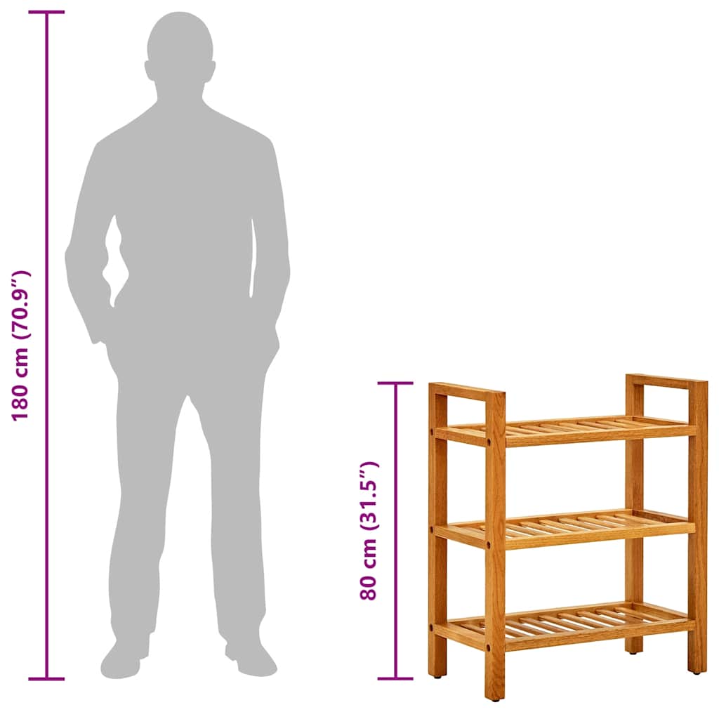 Shoe Rack with 4 Shelves 19.7"x10.6"x31.5" Solid Oak Wood