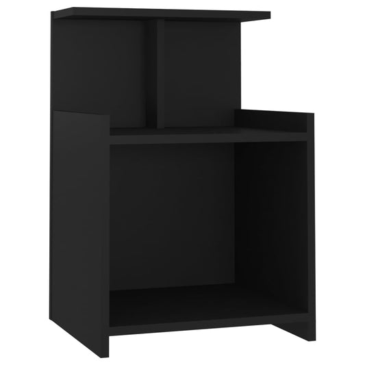 Bed Cabinet | Black | Engineered wood | Medium | Bedside Table