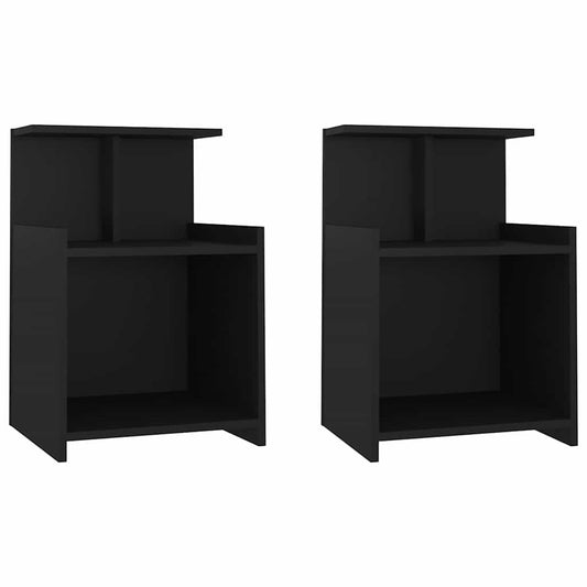 Bed Cabinet | Set of 2 | Black | Engineered wood | Medium | Bed Cabinet