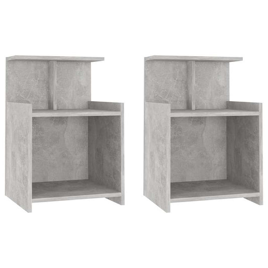 Bed Cabinet | Set of 2 | Concrete Grey | Engineered Wood | 40x35x60 cm
