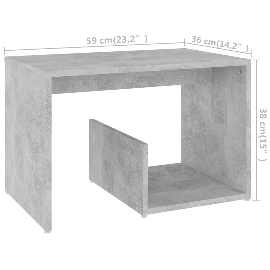 Side Table | Concrete grey | Engineered wood | 59cm x 36cm x 38cm