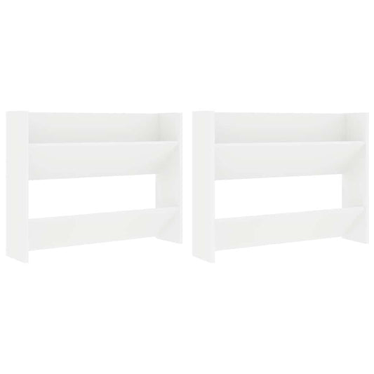 Wall Shoe Cabinet 2 pcs White 80x18x60 cm Engineered Wood