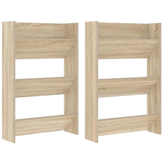 Wall Shoe Cabinets 2 pcs Sonoma Oak 60x18x90 cm Engineered Wood