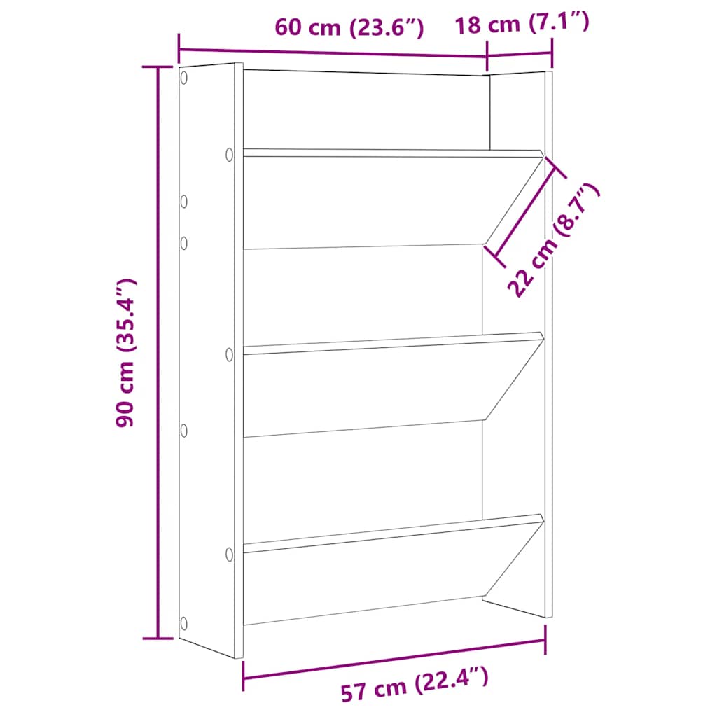 Wall Shoe Cabinet | Set of 2 | Concrete grey | Engineered wood | Compact