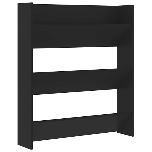 Wall Shoe Cabinet Black 80x18x90 cm Engineered Wood