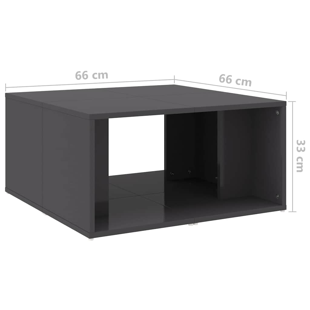 Coffee Table | Set of 4 | High gloss grey | Engineered wood | Medium