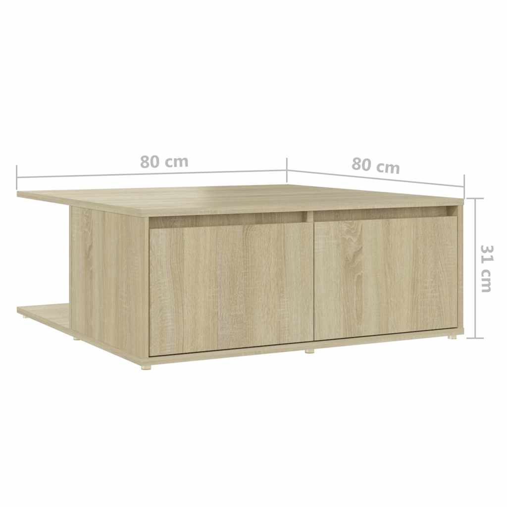 Coffee Table | Sonoma oak | Engineered wood | 80x80x31 cm | Coffee Table