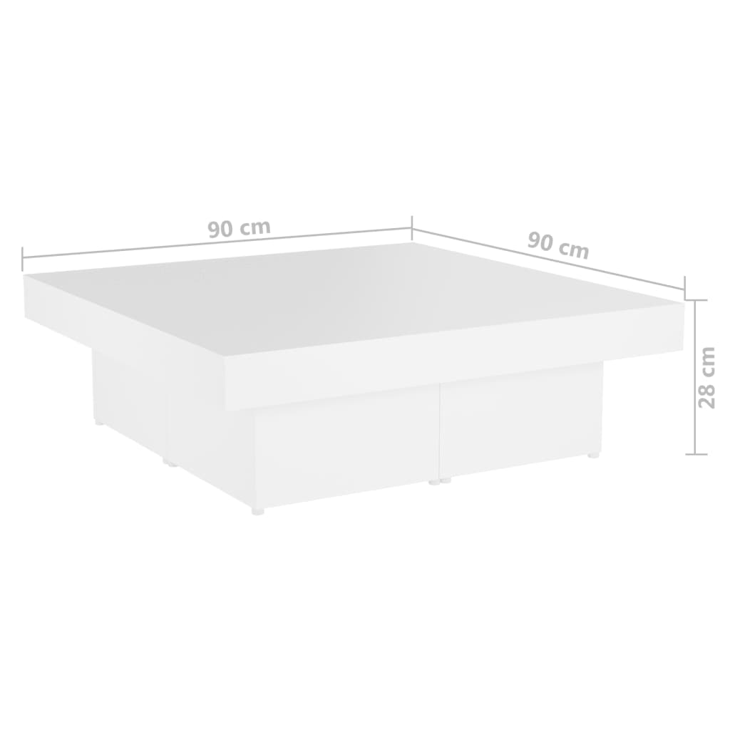 Coffee Table White 35.4"x35.4"x11" Engineered Wood