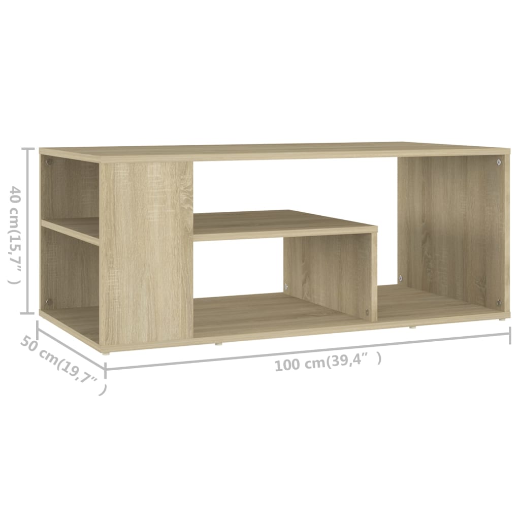 Coffee Table | Sonoma oak | Engineered wood | 100x50x40 cm | Coffee Table