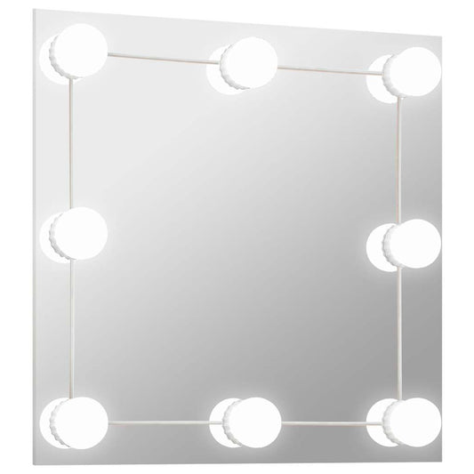 Wall Mirror With Led Light | Silver | Glass, Plastic