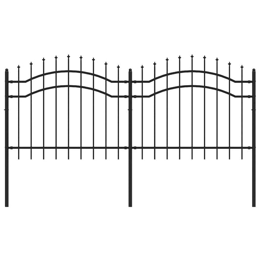 Garden Fence "Woerden" with Spear Top Black 240x100 cm Steel