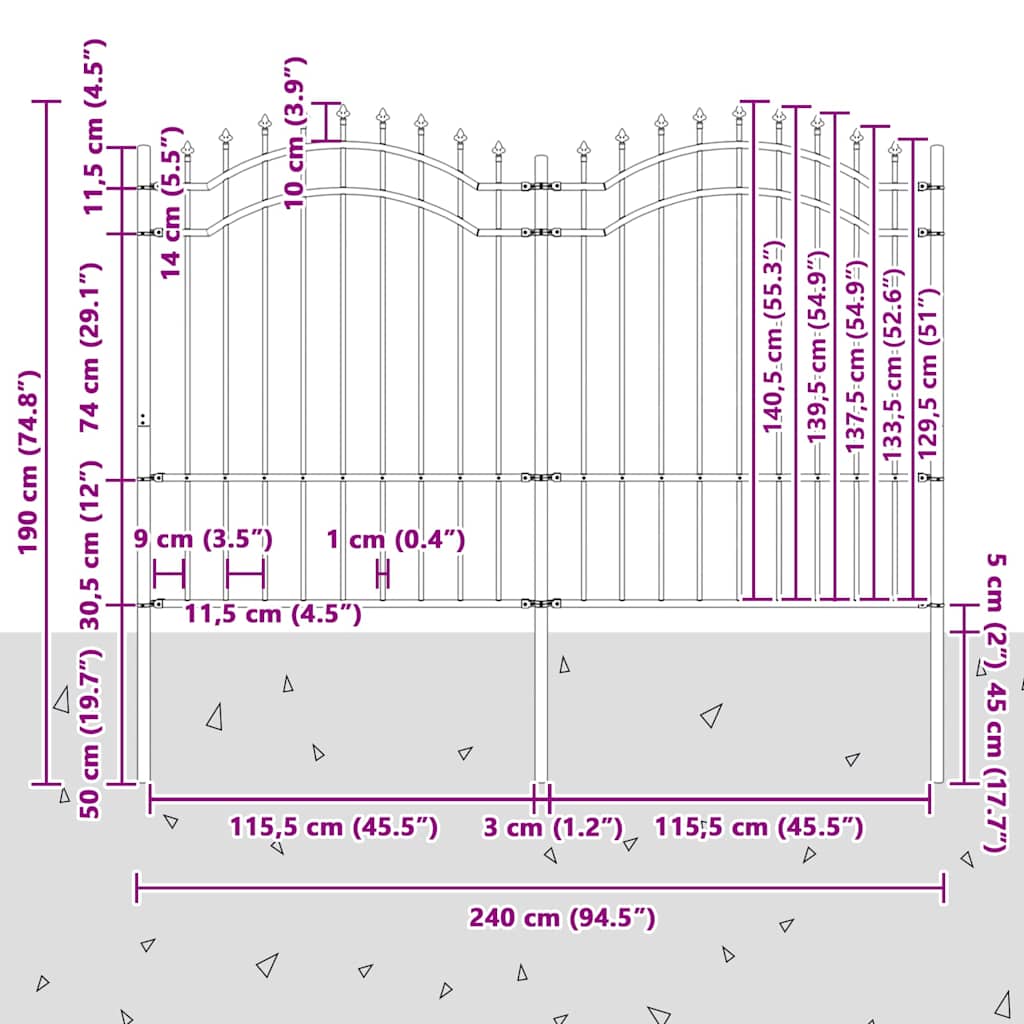Garden Fence "Woerden" with Spear Top Black 240x150 cm Steel
