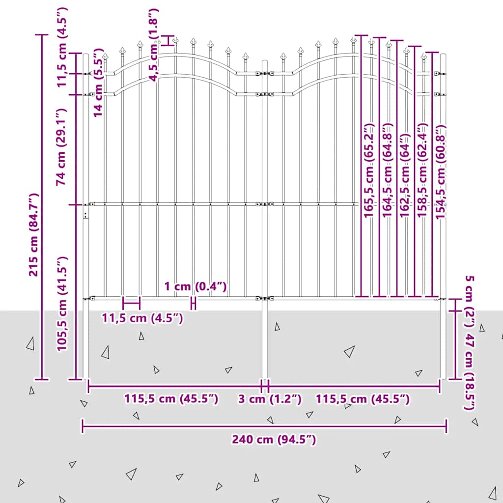 Garden Fence "Woerden" with Spear Top Black 240x175 cm Steel