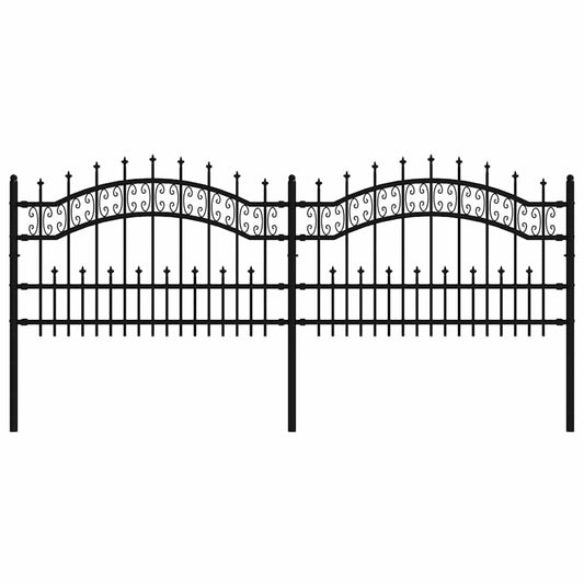 Garden Fence KAMPEN" with Spear Top Black 240x75 cm Steel