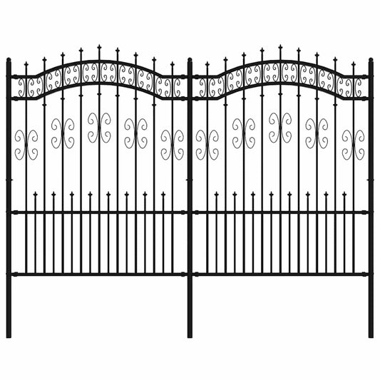 Garden Fence KAMPEN" with Spear Top Black 240x150 cm Steel