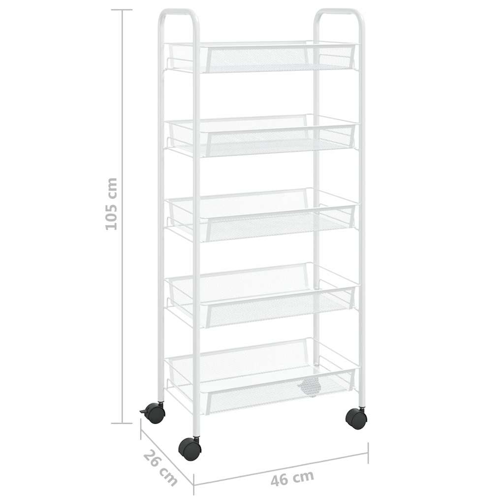 5-Tier Kitchen Trolley White 46x26x105 cm Iron