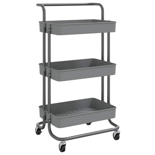 336337 vidaXL 3-Tier Kitchen Trolley Grey 42x35x85 cm Iron and ABS