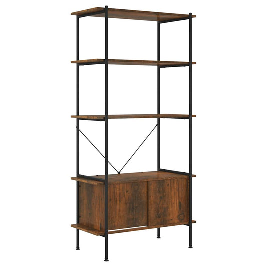 Shelf Unit With Cabinet | Dark Brown and Black