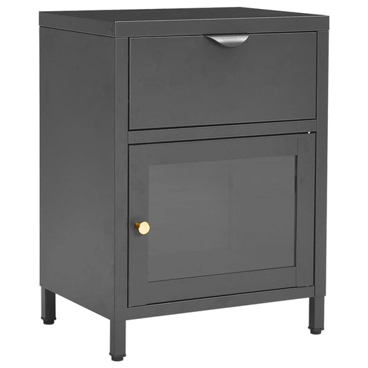 Nightstand | Anthracite | Steel, Tempered Glass | 40 x 30 x 54.5 cm