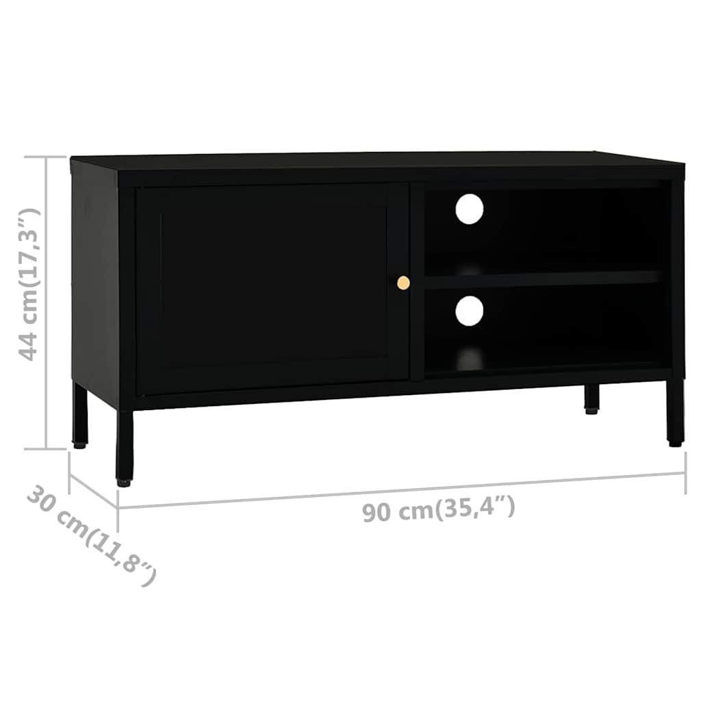 TV Cabinet Black 90x30x44 cm Steel and Glass