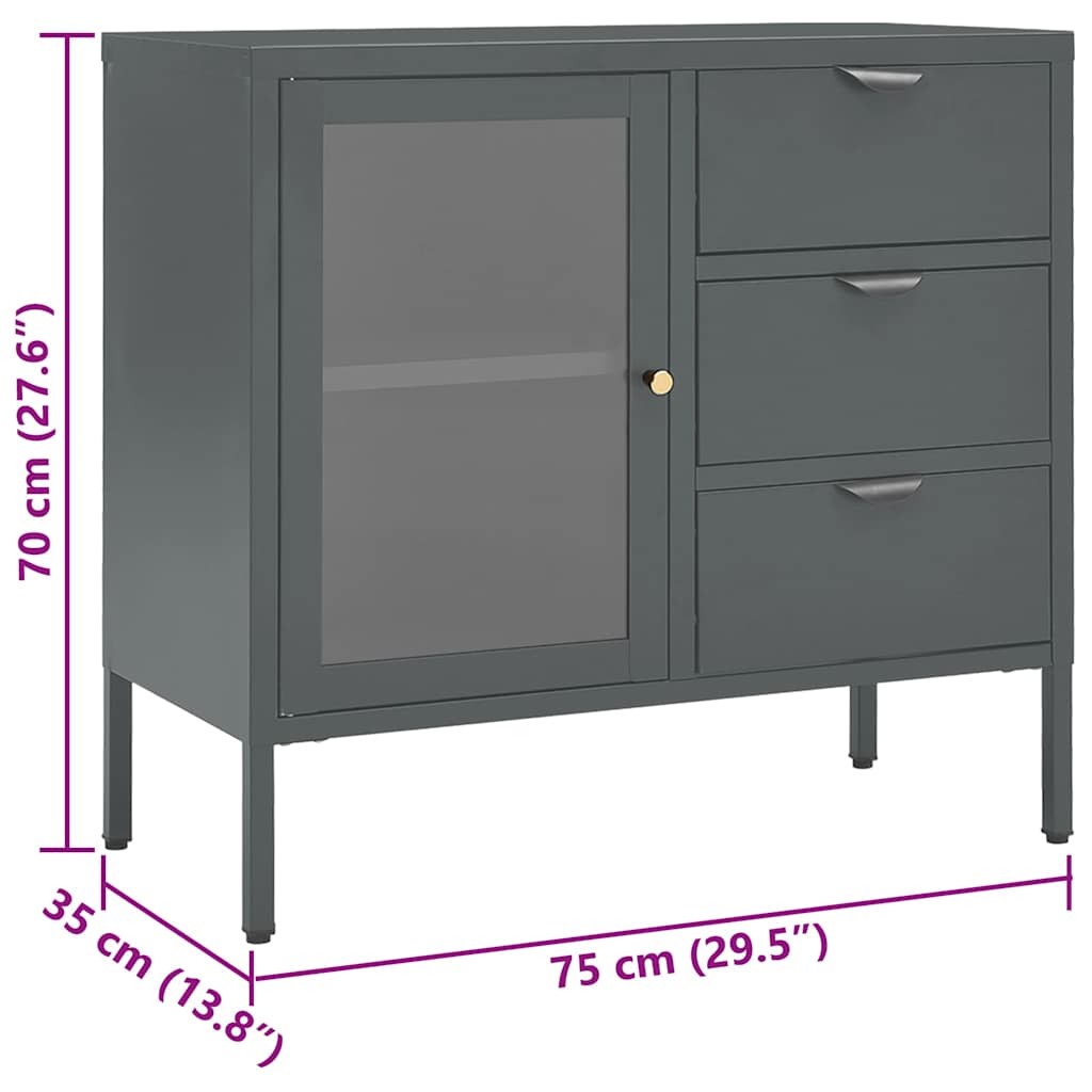 Sideboard | Anthracite | Steel | Medium | Height-Adjustable Shelves
