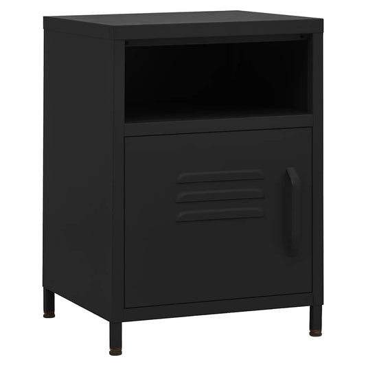 Nightstand | Black | Steel | 35x35x51 cm | Levelers | Nightstand | Square