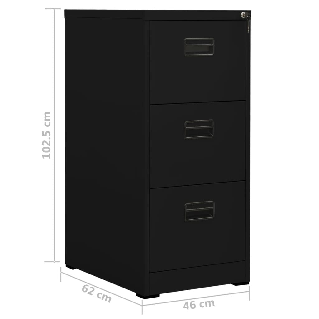 Filing Cabinet | Black | Steel | Medium | Filing Cabinet | Rectangular