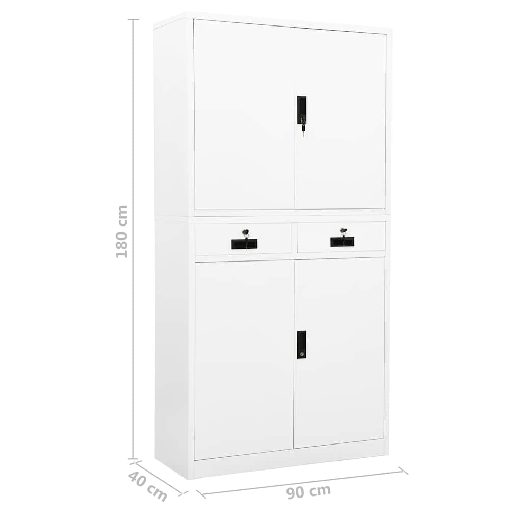 Office Cabinet | White | Steel | Height-Adjustable Shelves