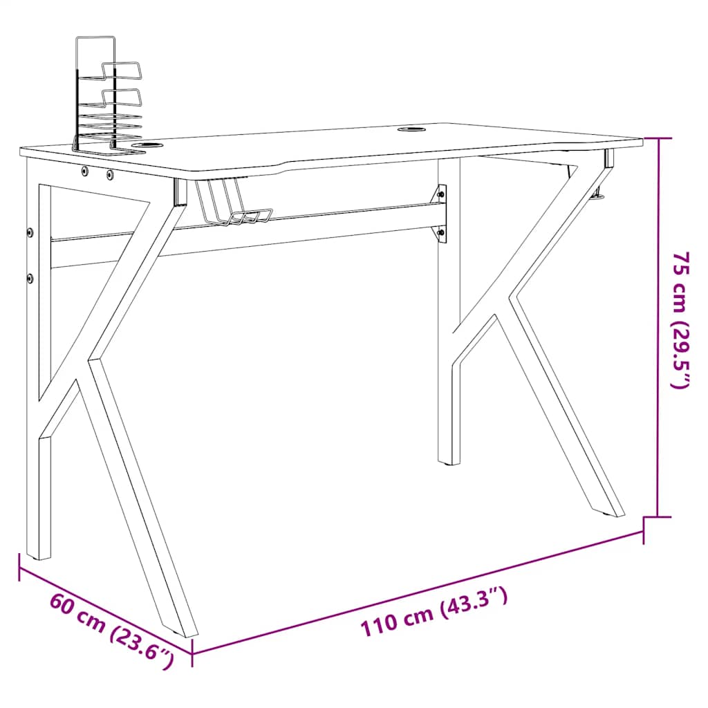 Gaming Desk | Black | Engineered wood | Standard Desk Size | Gaming Desk