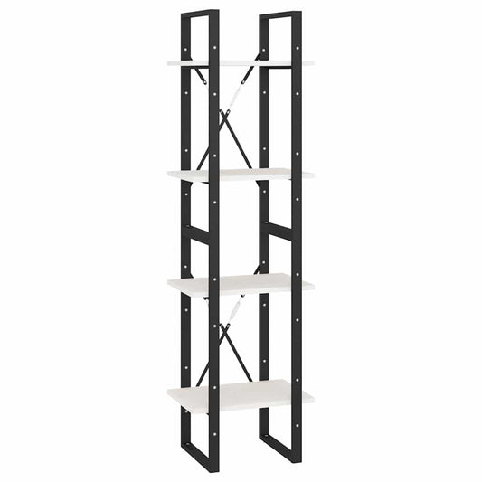 Book Cabinet | White, Black | Solid Pine Wood, Metal | Medium