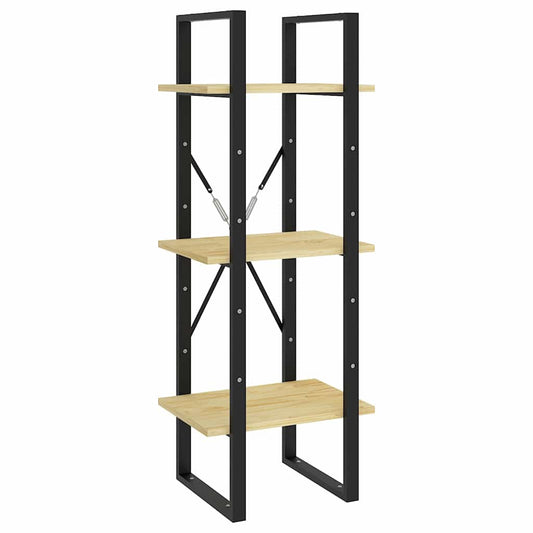 Book Cabinet | Natural Wood and Black | Solid Pinewood | Medium