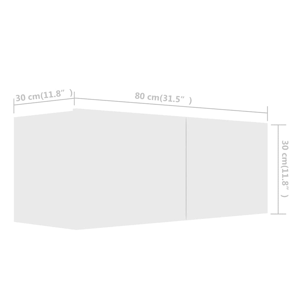 TV Cabinet | Set of 4 | White | Engineered wood | 80x30x30 cm