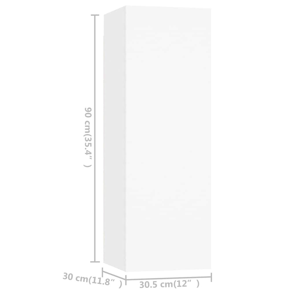 3 Piece TV Cabinet Set White Engineered Wood
