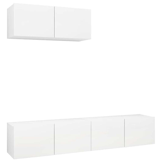3 Piece TV Cabinet Set White Engineered Wood
