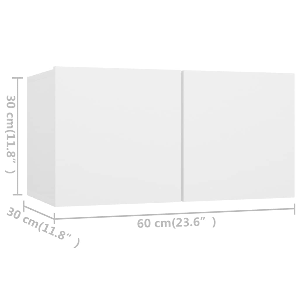 8 Piece Wall-mounted TV Cabinet Set White Engineered Wood