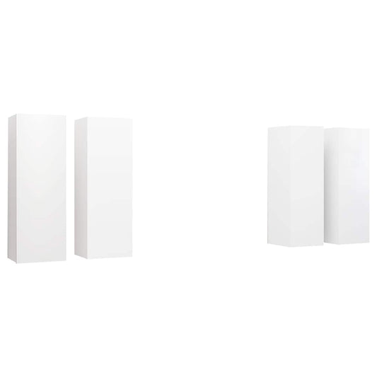 TV Cabinet | Set of 4 | White | Engineered Wood | Wall Mounted TV Cabinet
