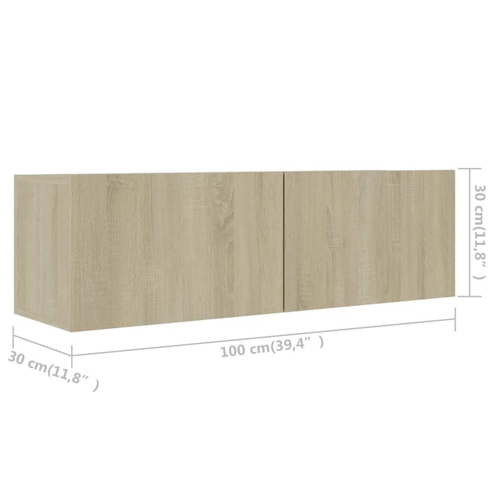 TV Cabinet | Set of 4 | Sonoma oak | Engineered wood | 100x30x30 cm