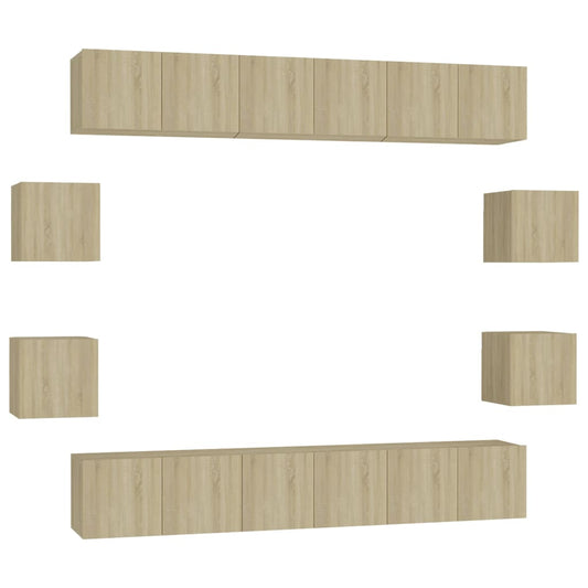 10 Piece TV Cabinet Set Sonoma Oak Engineered Wood